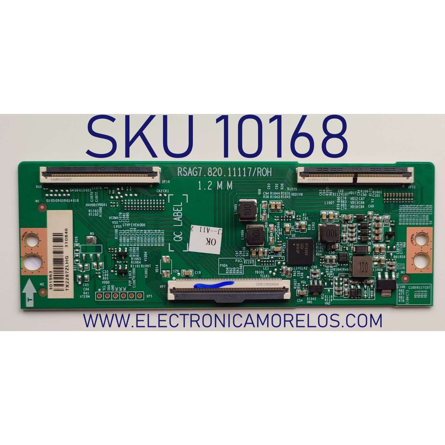 T-CON PARA TV HISENSE / NUMERO DE PARTE 301963 / RSAG7.820.11117/ROH / 310846 / TX2287ZLHG / PANEL HD550Y1U72-T0L2/GM/CKD3A/ROH / DISPLAY HV550QUB-F70 REV.2.0 / MODELO 55R6G	